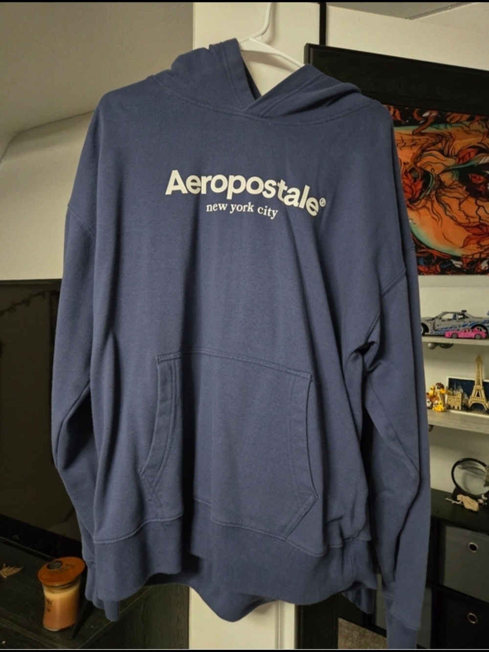 Aeropostale Blue Pullover Hoodie with White Logo